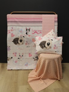 Ensemble de housse de couette avec couverture sweet dog 1 personne Ipekce home  