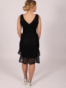 Robe courte à dentelle ceinturé Dans - noir