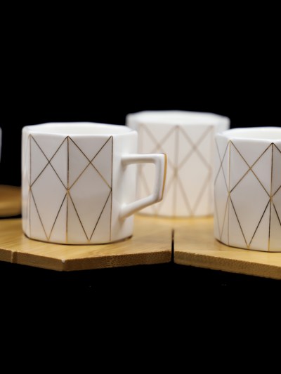 Set de café 6 pièces Almina bambou triangle - doré