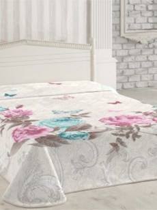 İpekçe Home Couverture 2 personnes bleu rosé