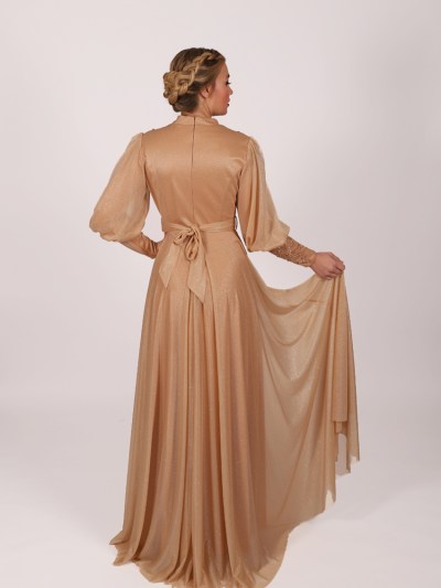 Robe longue à col bateau Garize - beige