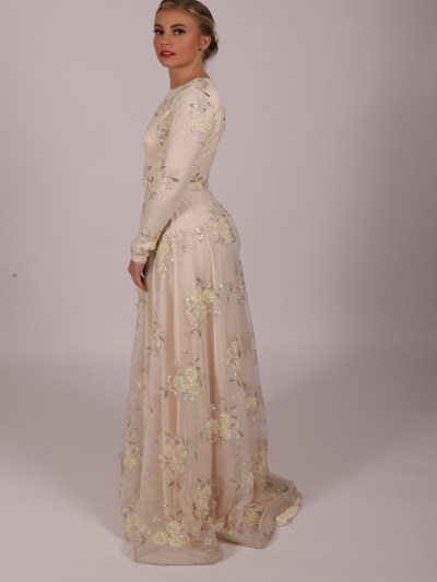 Robe longue à fleur Il'moi - beige