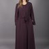 Abaya col rond , strass , violet 