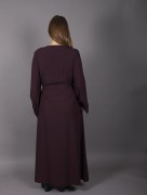 Abaya col rond , strass , violet 