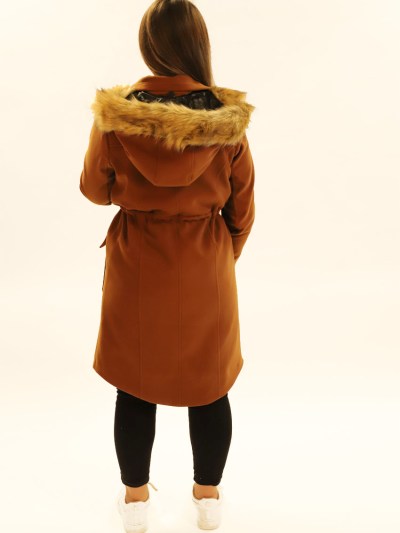 Manteau mi-long simple - marron