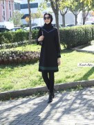 Tunique à col roulé avec effet cuir Vert