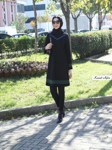 Tunique à col roulé avec effet cuir Vert