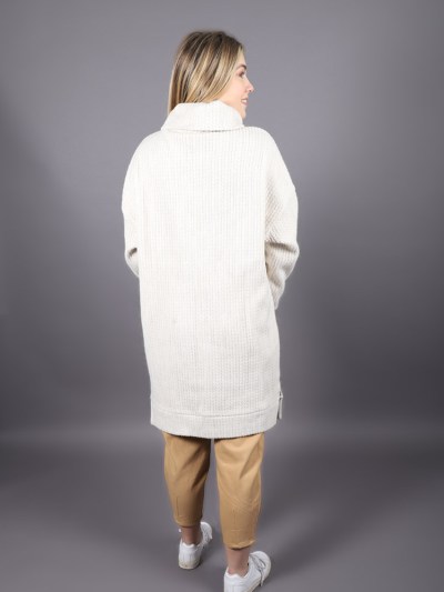 Pull à torsades maille épaisse col roulé décontracté Soul beige 