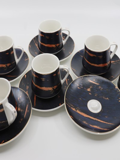 Tasse à café 6 Pièces Zellerfeld bleu marine/bronze 