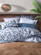Ensemble housse de couette 2 personnes minimaliste Cotton Box Palo Bleu