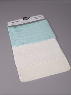 Tapis de bain 3 pièces - bleu/écru