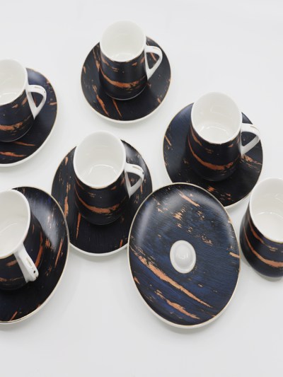 Tasse à café 6 Pièces Zellerfeld bleu marine/bronze 