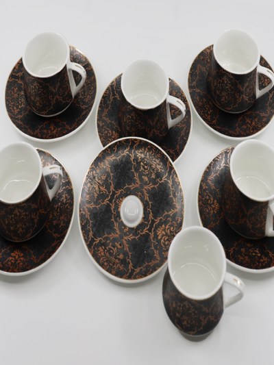 Tasse à café 6 Pièces Zellerfeld à motif noir/bronze