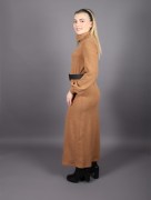 Robe longue à col Loreen - camelle
