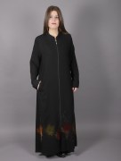 Abaya col chinois tissu non doublé noir Tinna