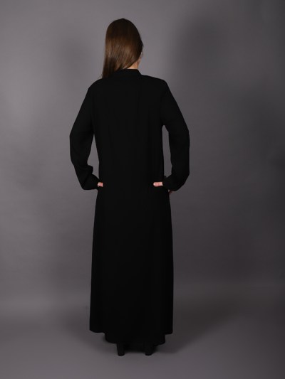 Abaya col chinois tissu non doublé noir Tinna
