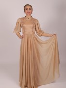 Robe longue à col bateau Garize - beige