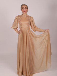 Robe longue à col bateau Garize - beige