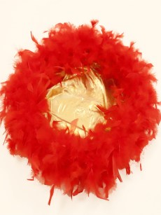 Panier avec poignée en plume - rouge/doré
