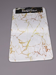 Tapis de bain 2 pièces - marbré doré/écru