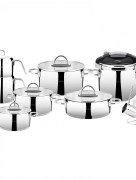 Batterie de cuisine Dowry 17 pièces en acier inoxydable Platinum Karaca