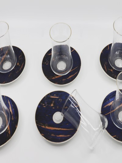 Verres à Thé 6 Pièces Zellerfeld bleu marine/ bronze