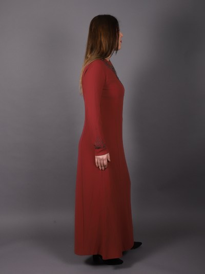 Robe longue à strass Uzunlar - orange brique