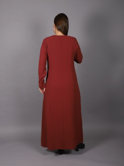 Robe longue à strass Uzunlar - orange brique