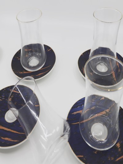Verres à Thé 6 Pièces Zellerfeld bleu marine/ bronze
