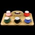 Ensemble de café 6 pièces avec plateau bambou Almina multicolore