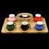 Ensemble de café 6 pièces avec plateau bambou Almina multicolore
