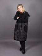 Veste longue matelassé à col châle avec poche Puane - noir