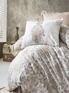 Ensemble de housse de couette 2 personne Cotton box Tamara Ranforce  Beige
