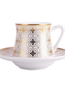 Almina ensemble de 6 tasses à café Porcelaine doré/blanc