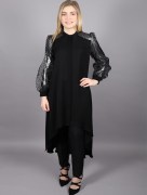 Chemise brillantes à manches bouffantes transparentes Puane - noir