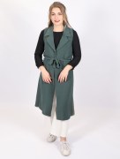 Gilet sans manches à col cascade - kaki
