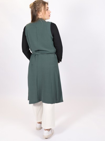 Gilet sans manches à col cascade - kaki