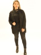 Veste en tweed à franges -noir
