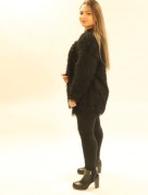 Veste en tweed à franges -noir