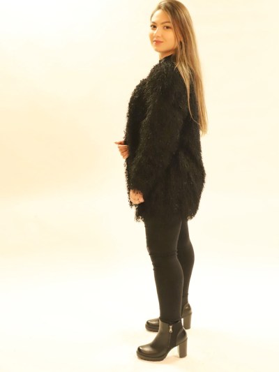 Veste en tweed à franges -noir