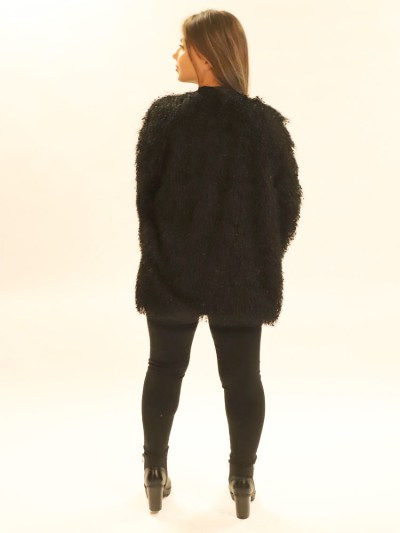 Veste en tweed à franges -noir