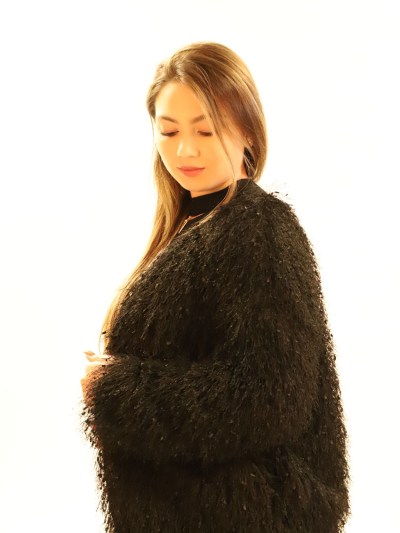 Veste en tweed à franges -noir