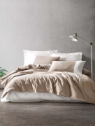 Ensemble de housse de couette 2 personnes Cotton Box Plain Line - crème