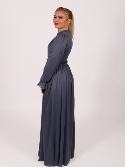 Robe longue à perle Garize - bleu