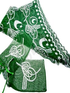 Voile de marié avec gants Osmani Tugrali - vert