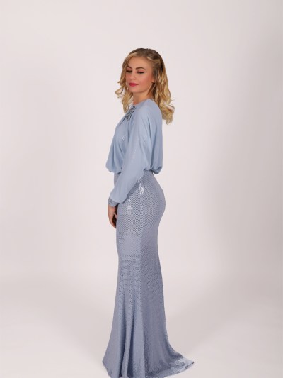 Robe longue glamour Garize - bleu