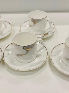 Bricard Porcelaine Service à café turc 12 pièces marbre blanc - petit 