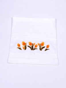 Serviette à fleur velours tulipe orange