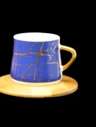 Set de café 6 pièces Almina bambou marbré - bleu