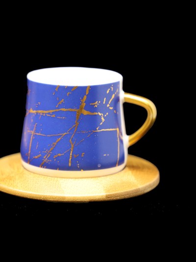 Set de café 6 pièces Almina bambou marbré - bleu
